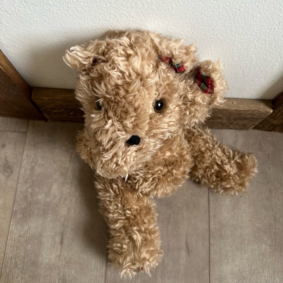 Vintage Shaggy Jointed Brown & Plaid Kiss Blowing Teddy Bear Plush THE CUTEST - Picture 4 of 15